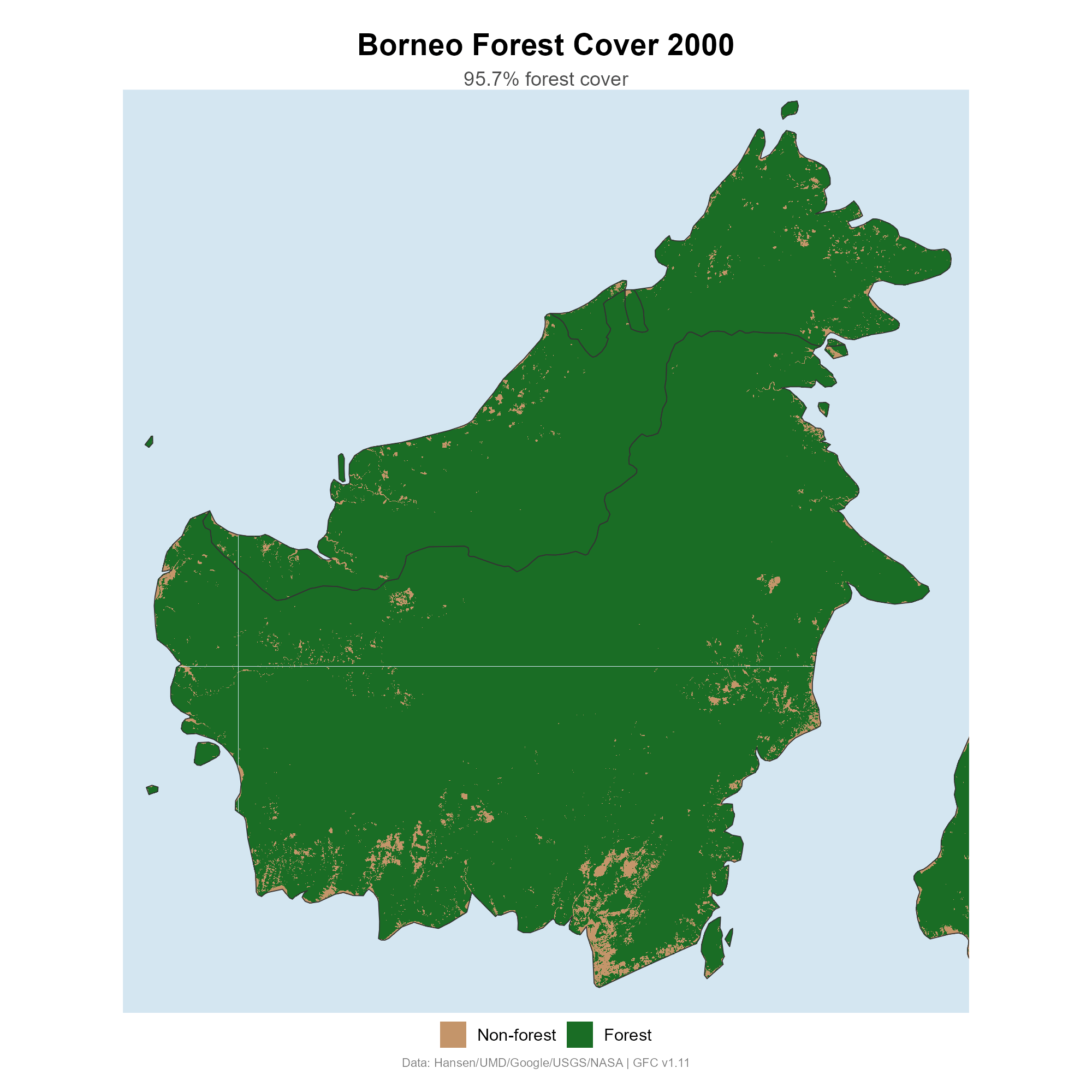 Borneo deforestation from 2000 to 2023
